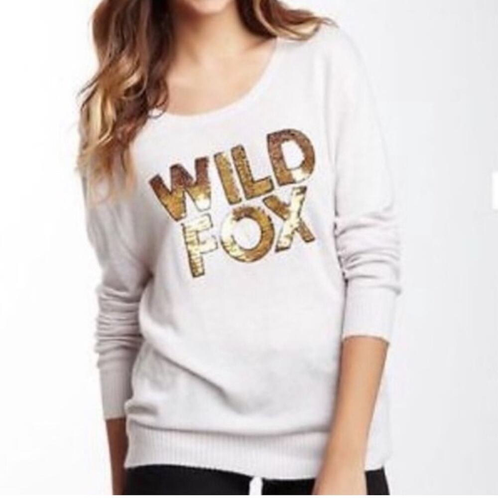 Wildfox White Label Sequin Logo Jumper Sweater XS